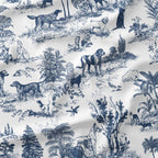 Dogs Navy Toile De Jouy Fabric