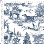 Dogs Navy Toile De Jouy Fabric
