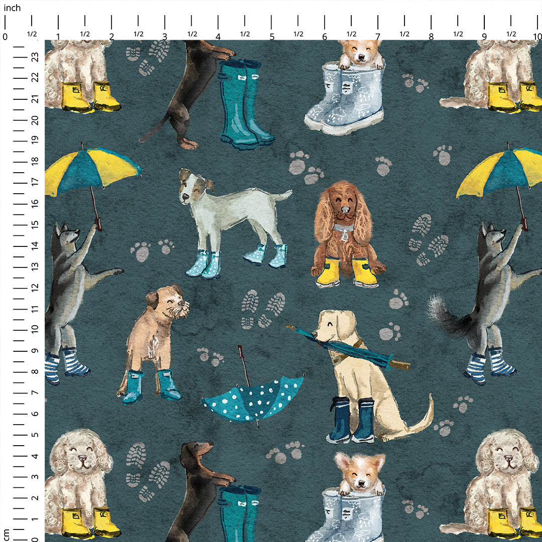 Dogs in Wellies Fabric