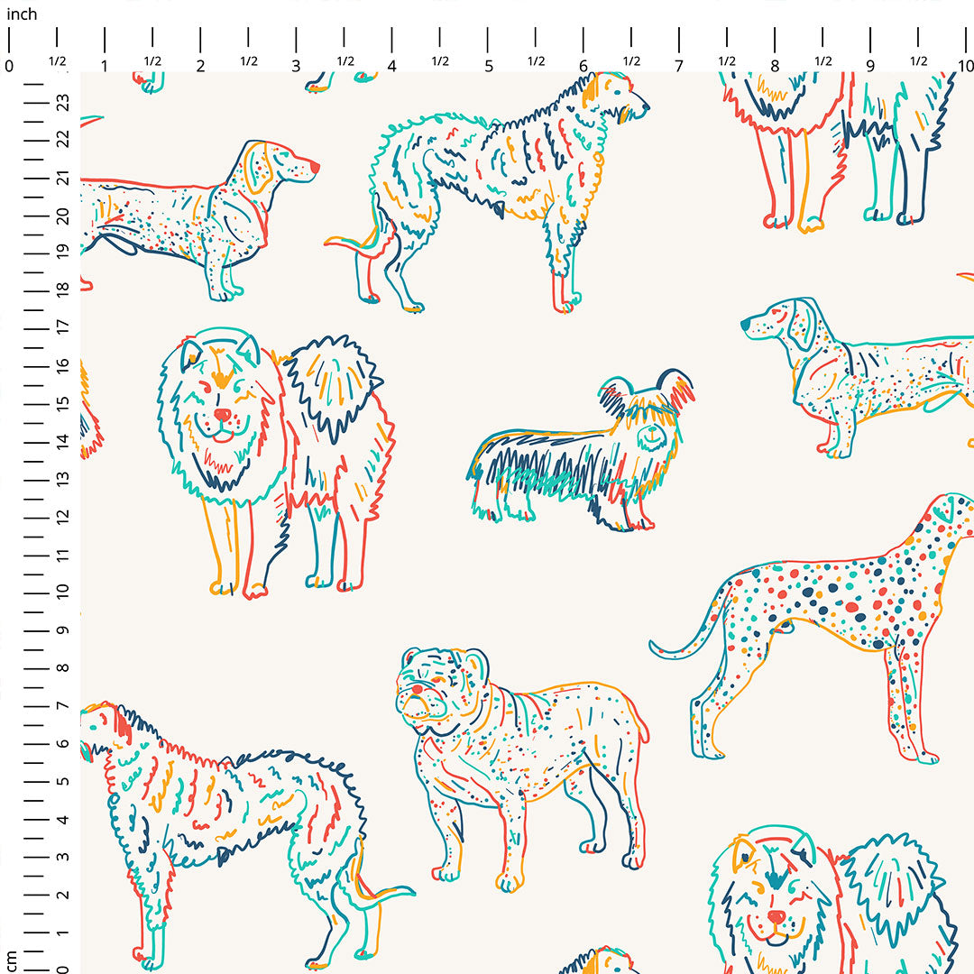 Dogs On Cream Fabric