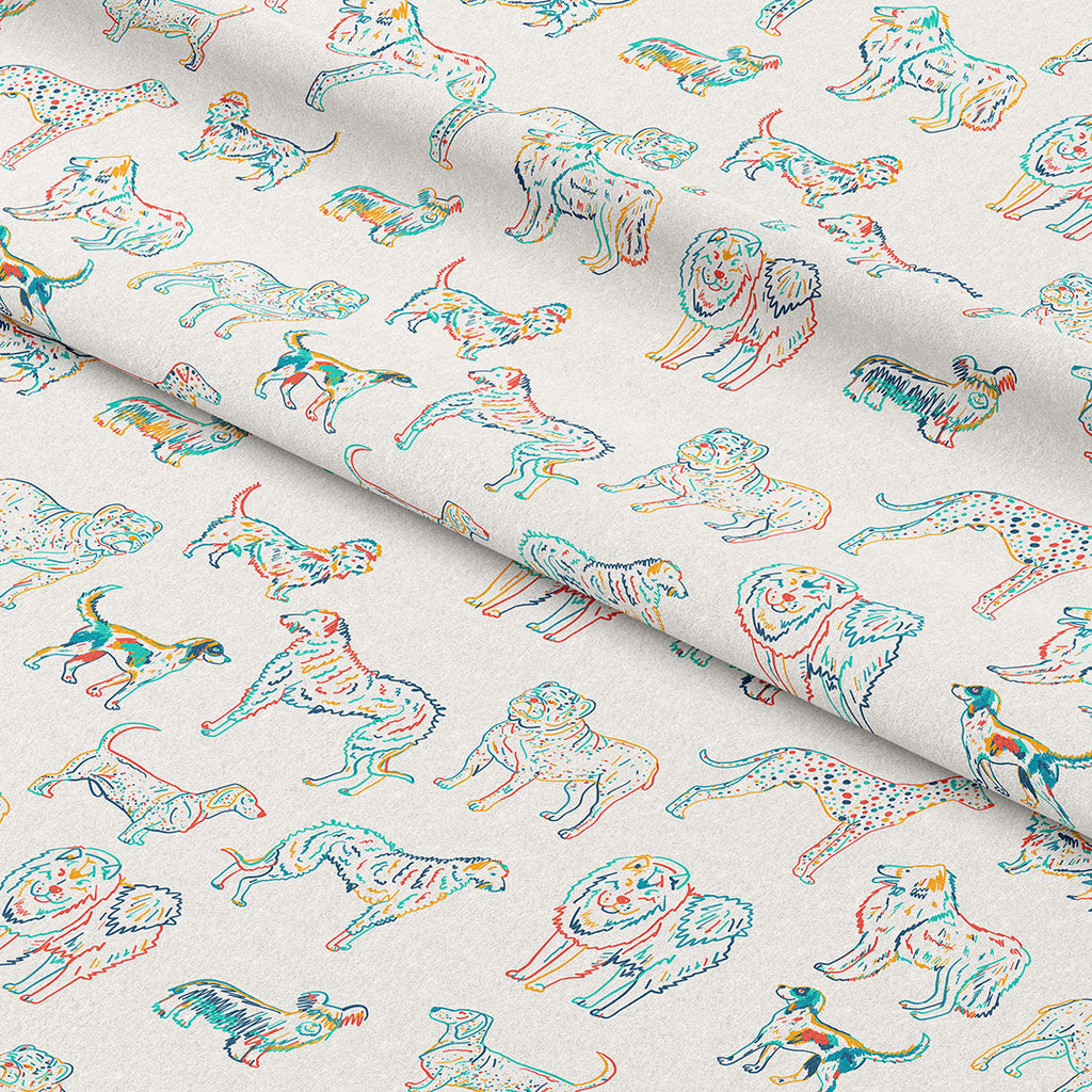 Dogs On Cream Fabric