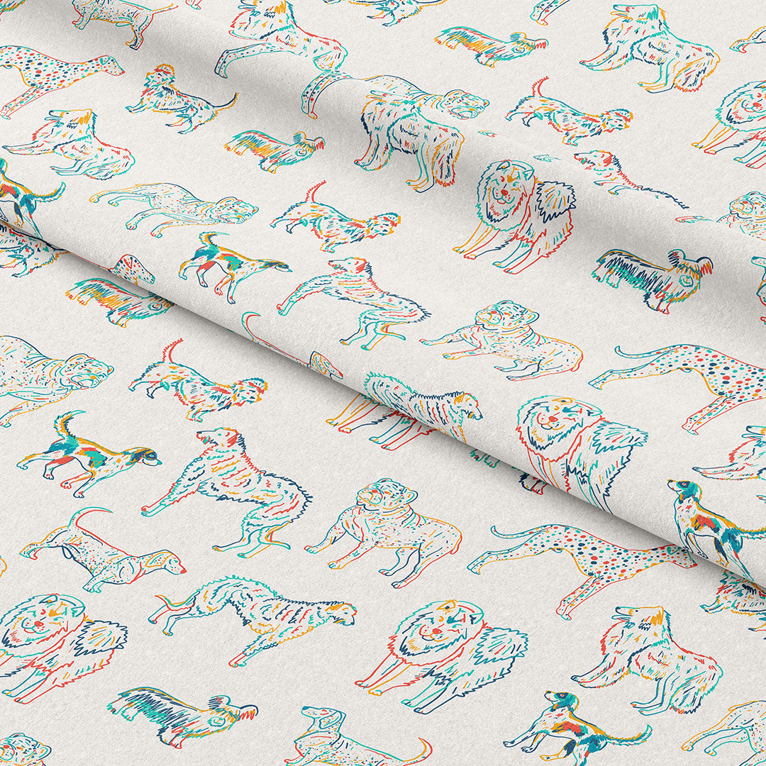 Dogs On Cream Fabric