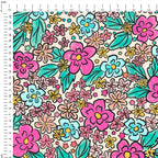Doodle Flowers Cream Fabric