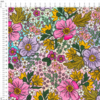 Doodle Flowers Ombre Fabric