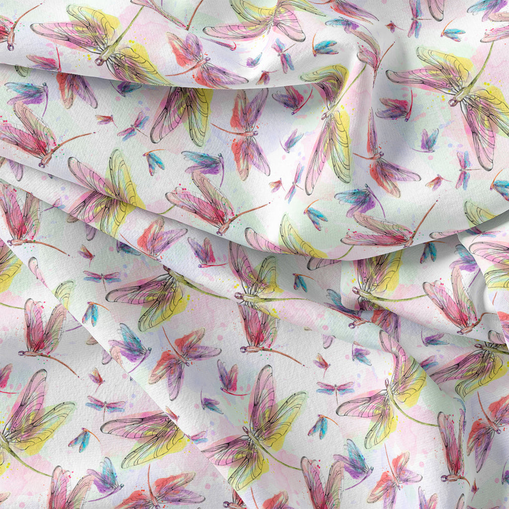 Dragonflies White Fabric