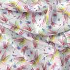 Dragonflies White Fabric