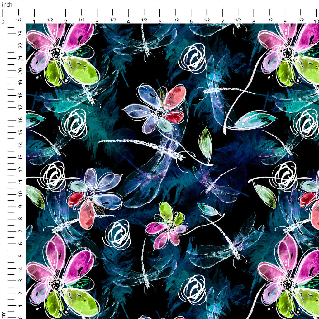 Dragonfly Floral Fabric