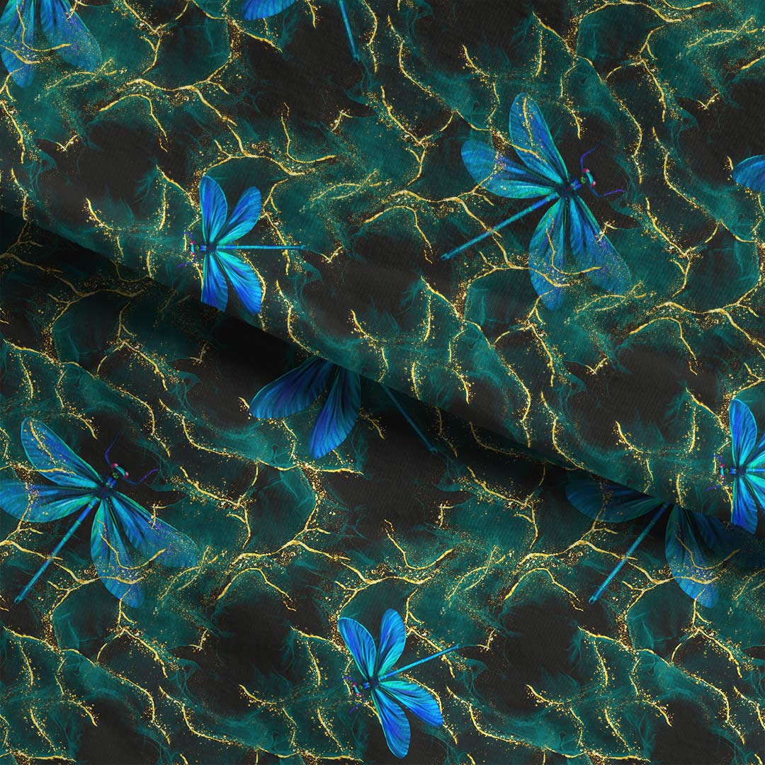 Dragonflies Gold Leaf Fabric