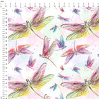 Dragonflies White Fabric