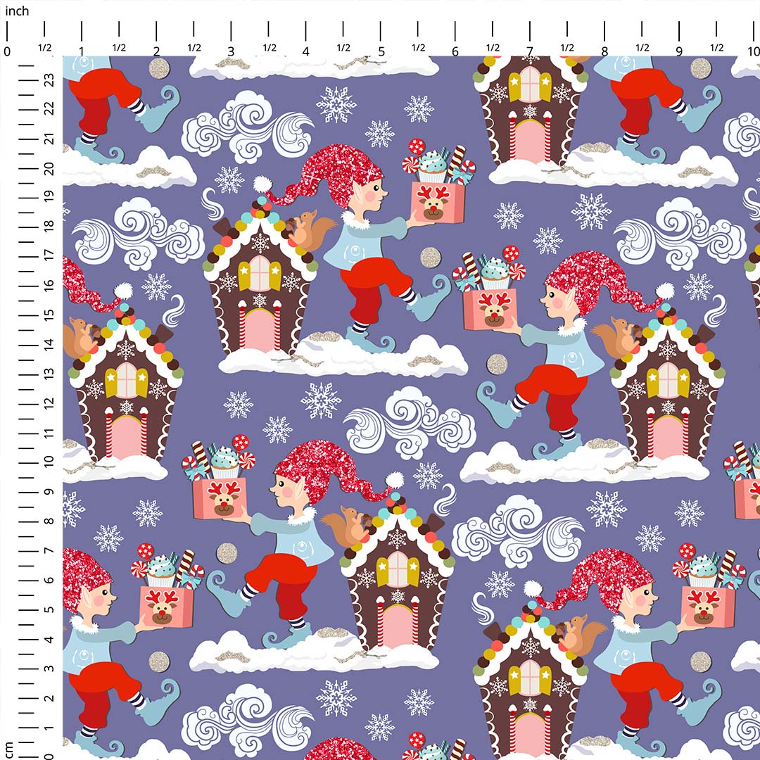 Dreamy Christmas Elves Fabric