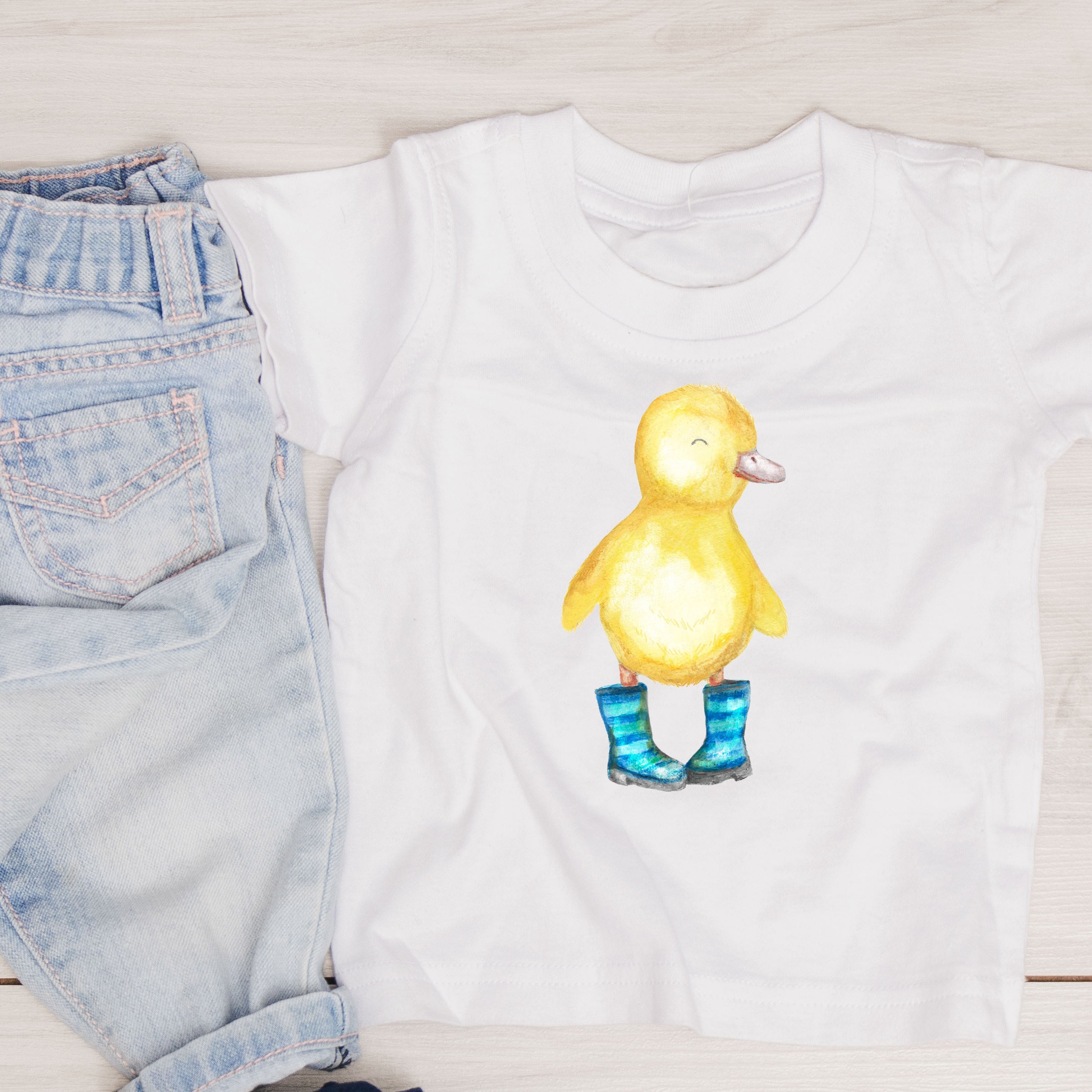 Duck Blue Boots Iron on fabric heat transfer DTF-45