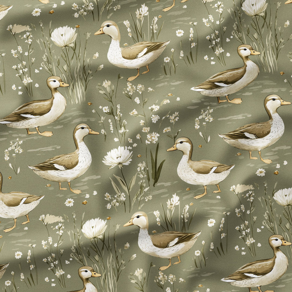 Ducks Sage Fabric