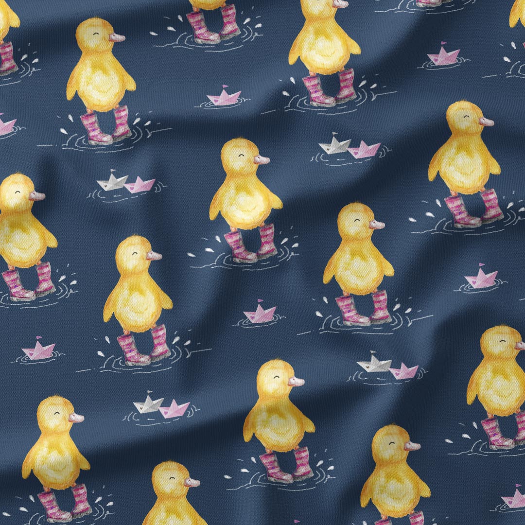 Ducks in Pink Wellies Fabric