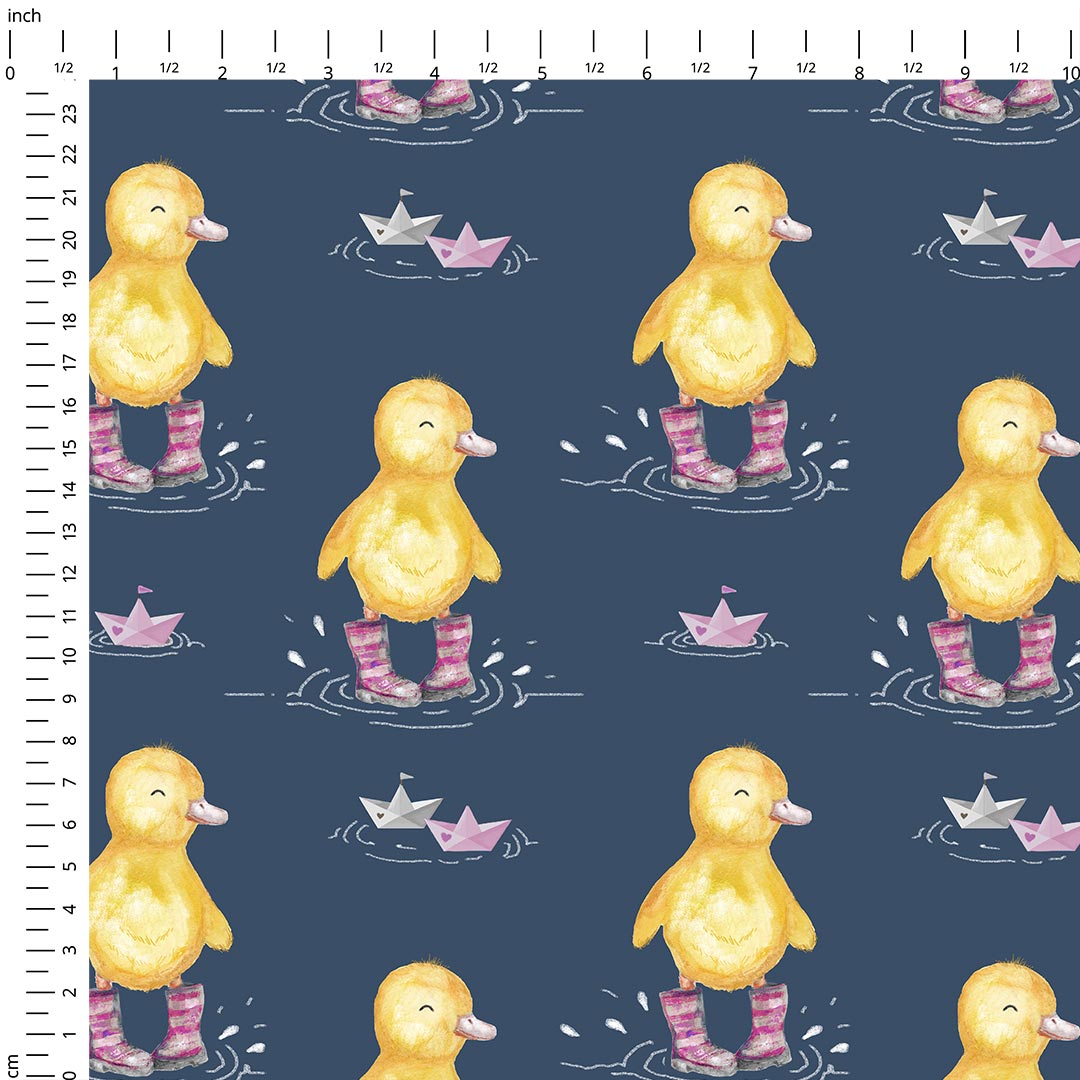Ducks in Pink Wellies Fabric