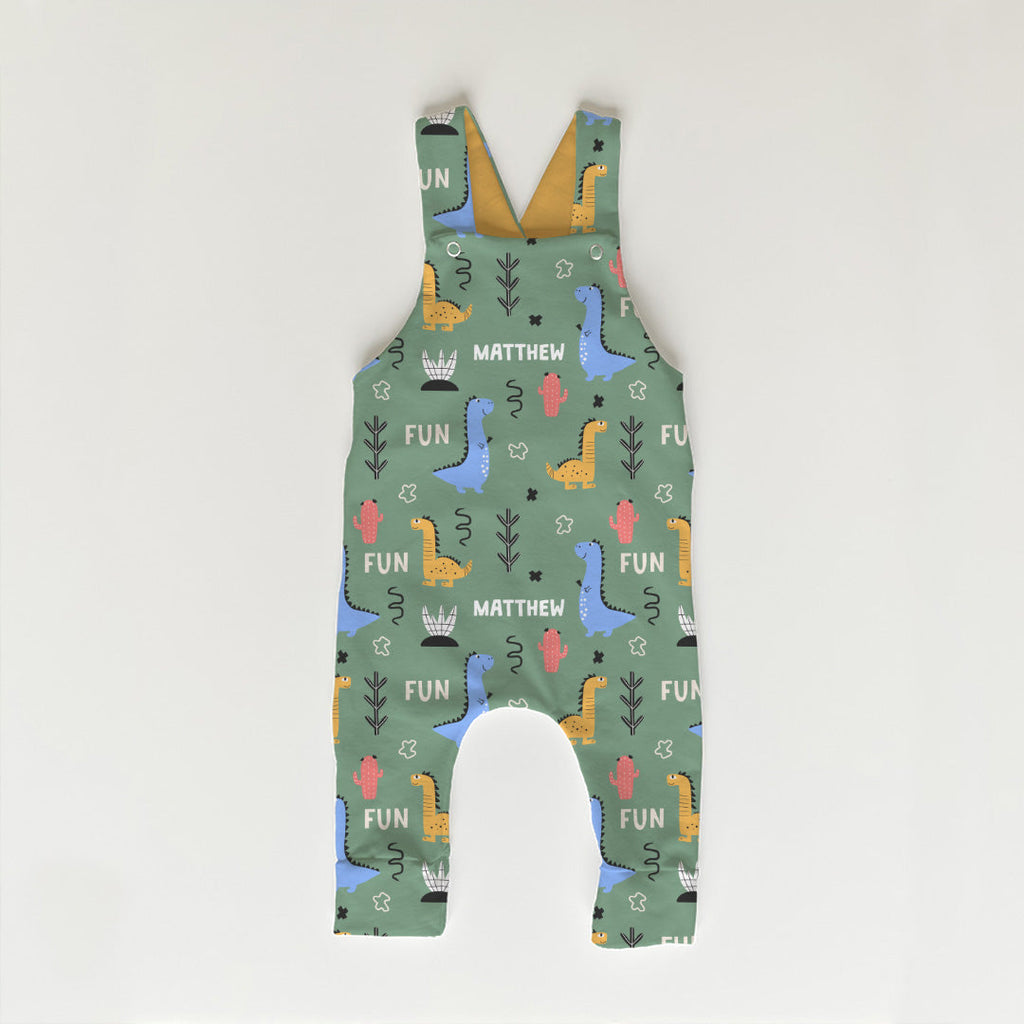 Personalised Cute Green Dinos Fabric