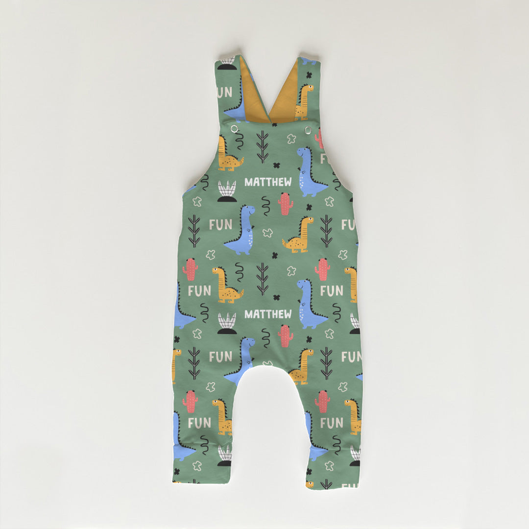 Personalised Cute Green Dinos Fabric