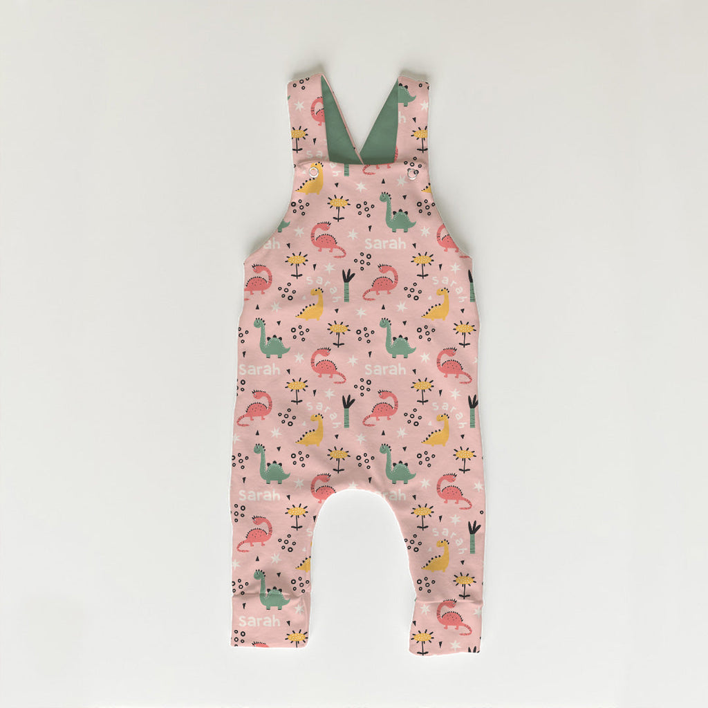 Personalised Cute Pink Dinos Fabric