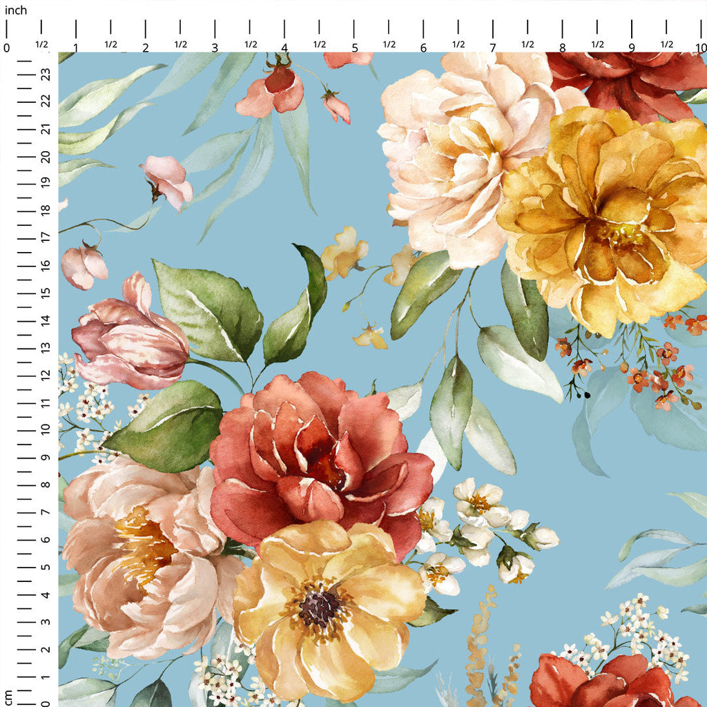 Dutch Floral Blue Fabric