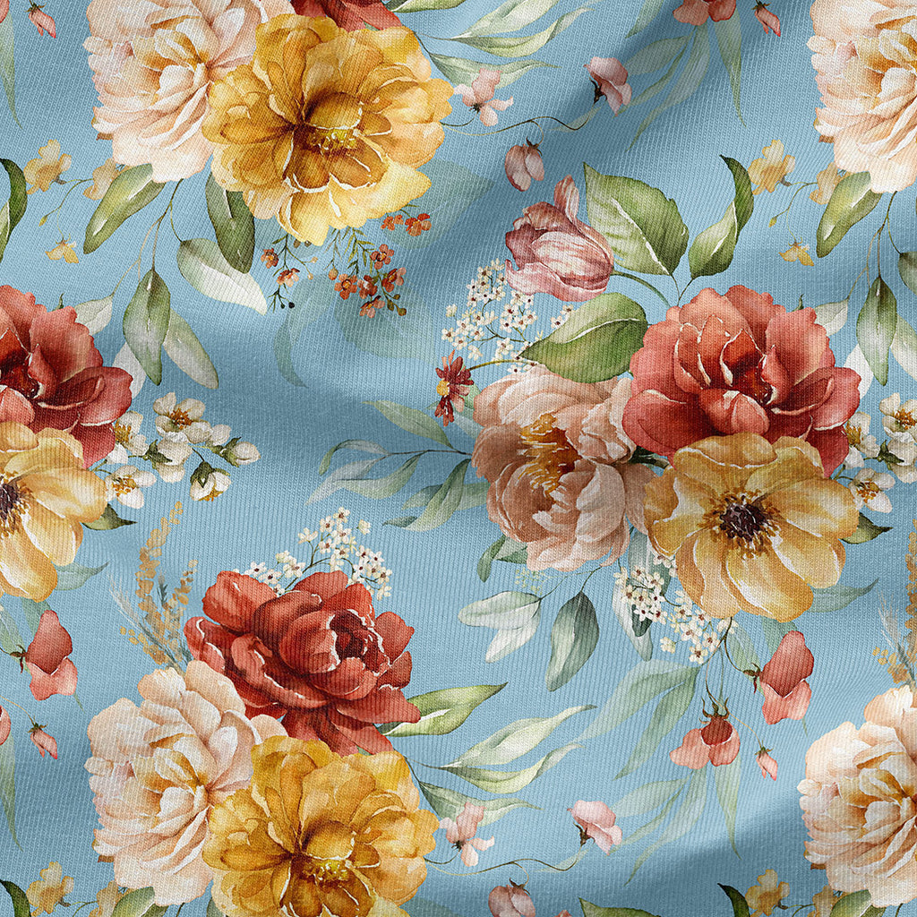 Dutch Floral Blue Fabric