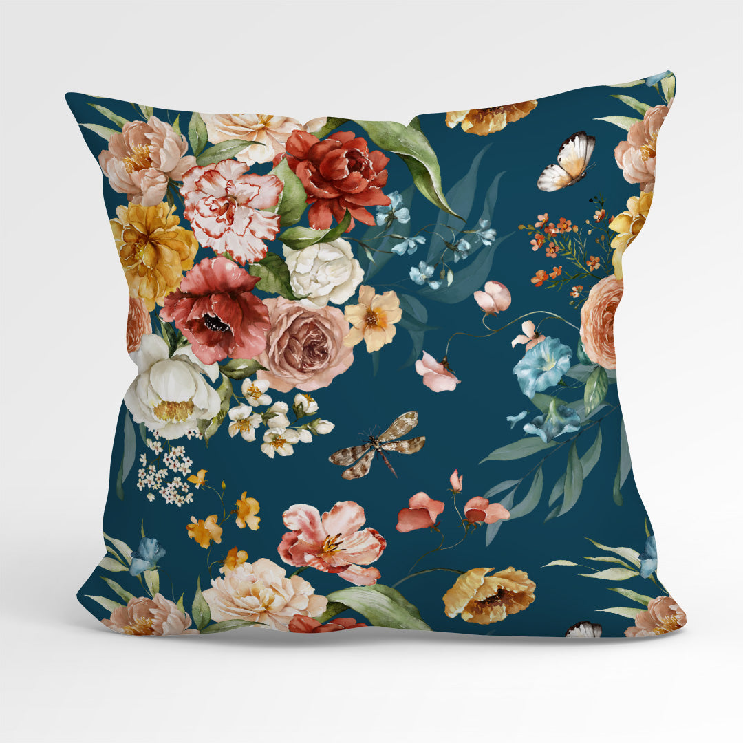 Dutch Floral Teal Fabric