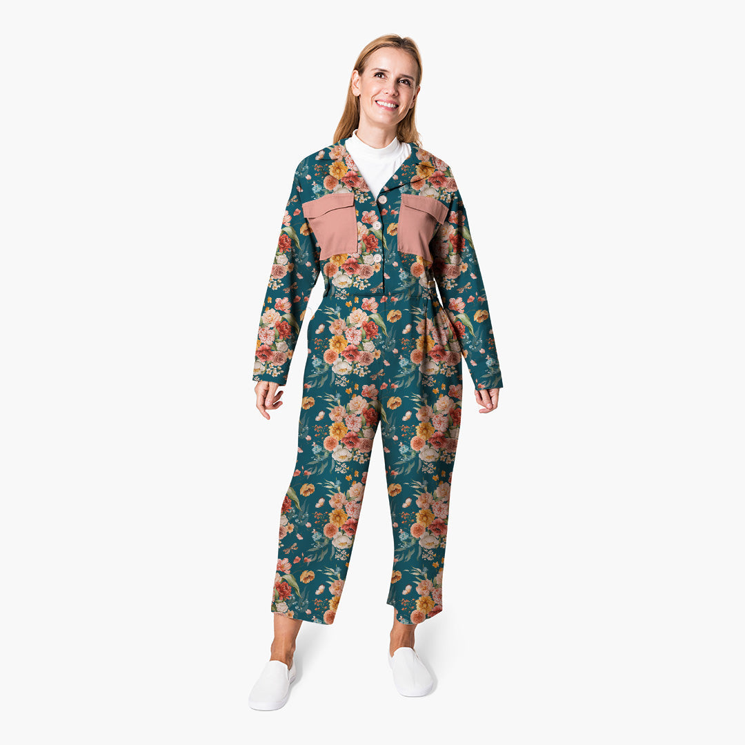 Dutch Floral Teal Fabric
