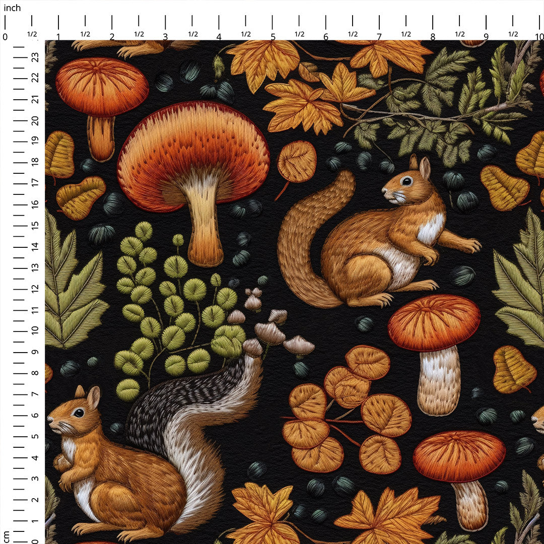 Squirrels Embroidery Fabric
