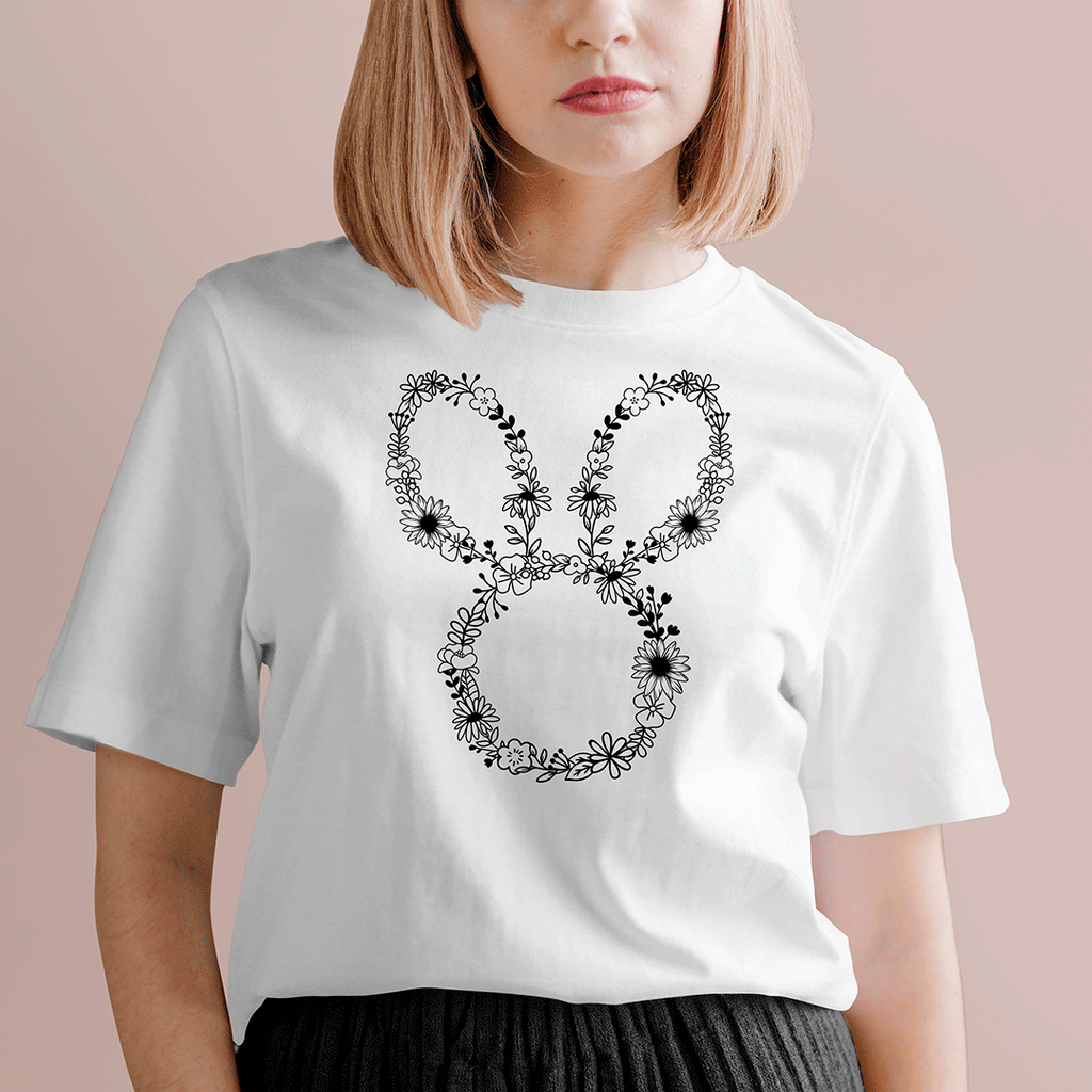 Easter Bunny Floral Iron on Fabric Heat Transfer DTF-109