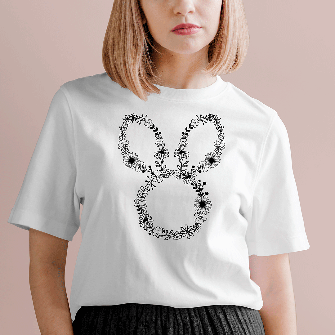 Easter Bunny Floral Iron on Fabric Heat Transfer DTF-109