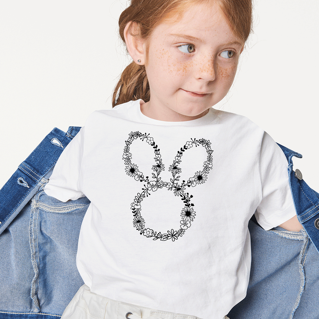 Easter Bunny Floral Iron on Fabric Heat Transfer DTF-109