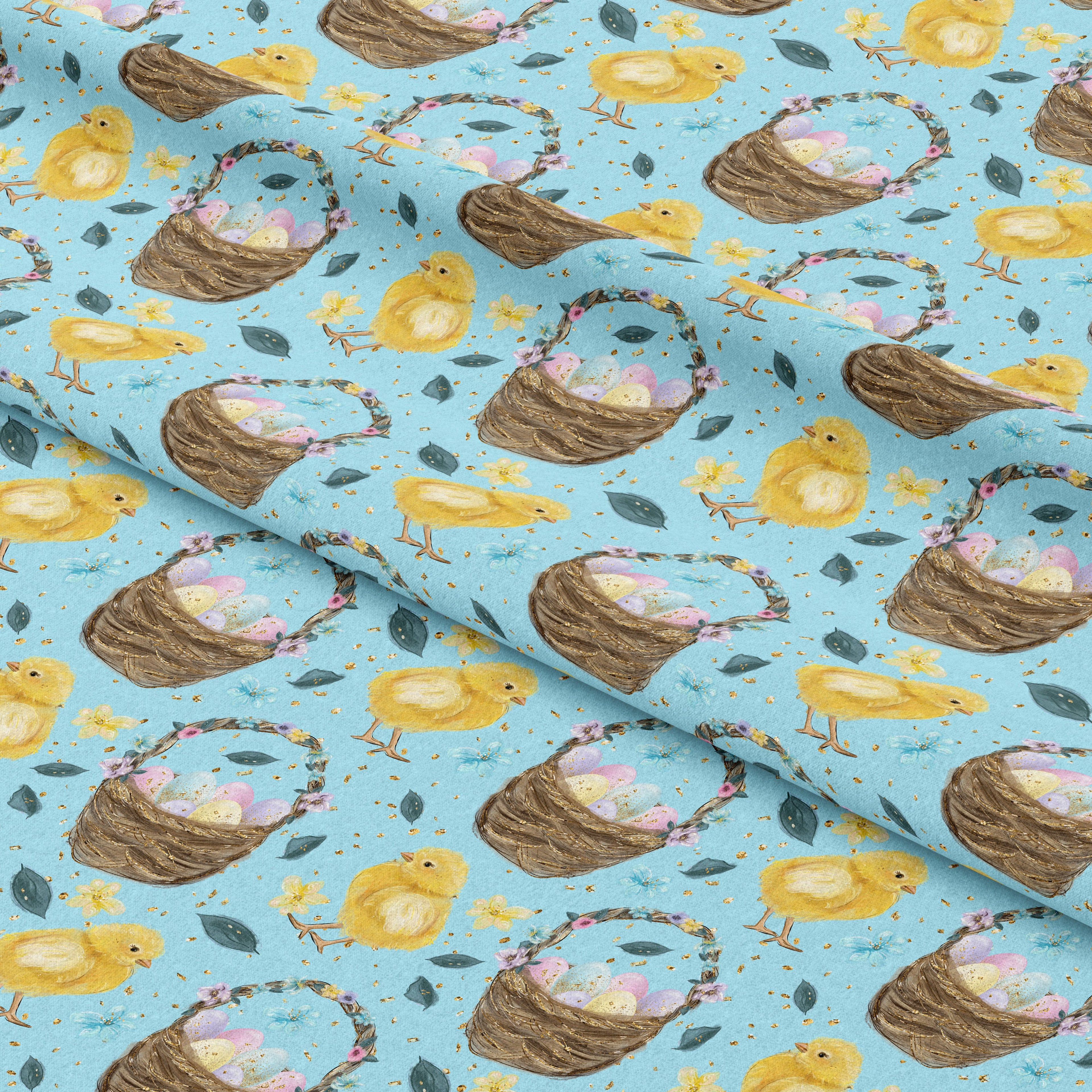 Easter Basket Blue Fabric