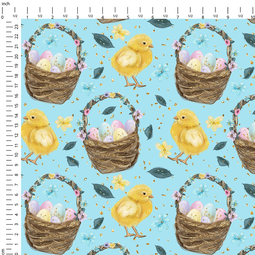Easter Basket Blue Fabric