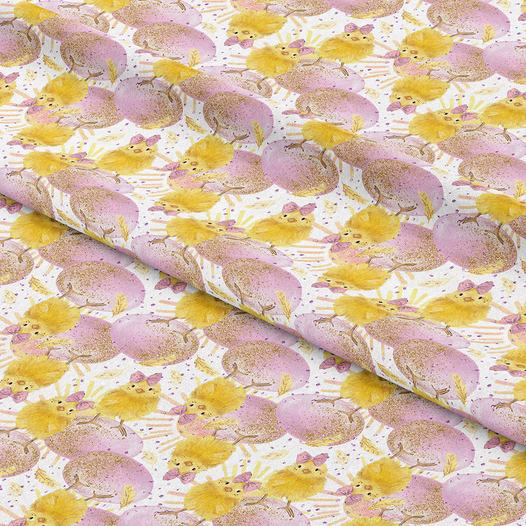 Easter Glitter Chicks Fabric
