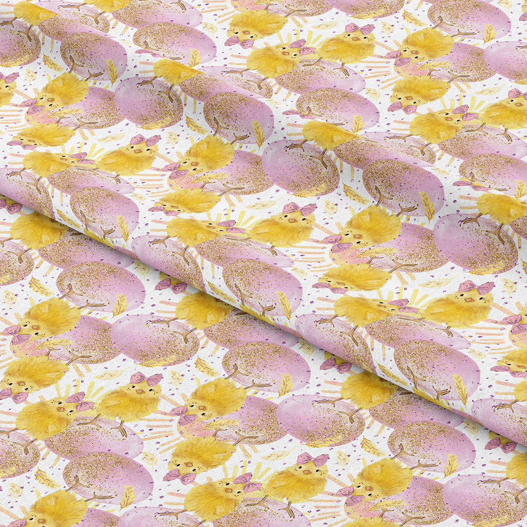Easter Glitter Chicks Fabric