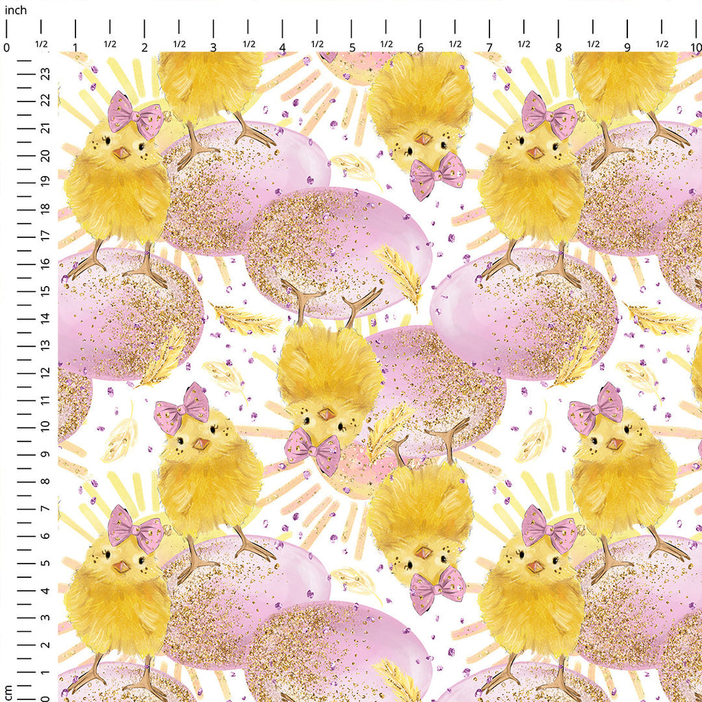 Easter Glitter Chicks Fabric
