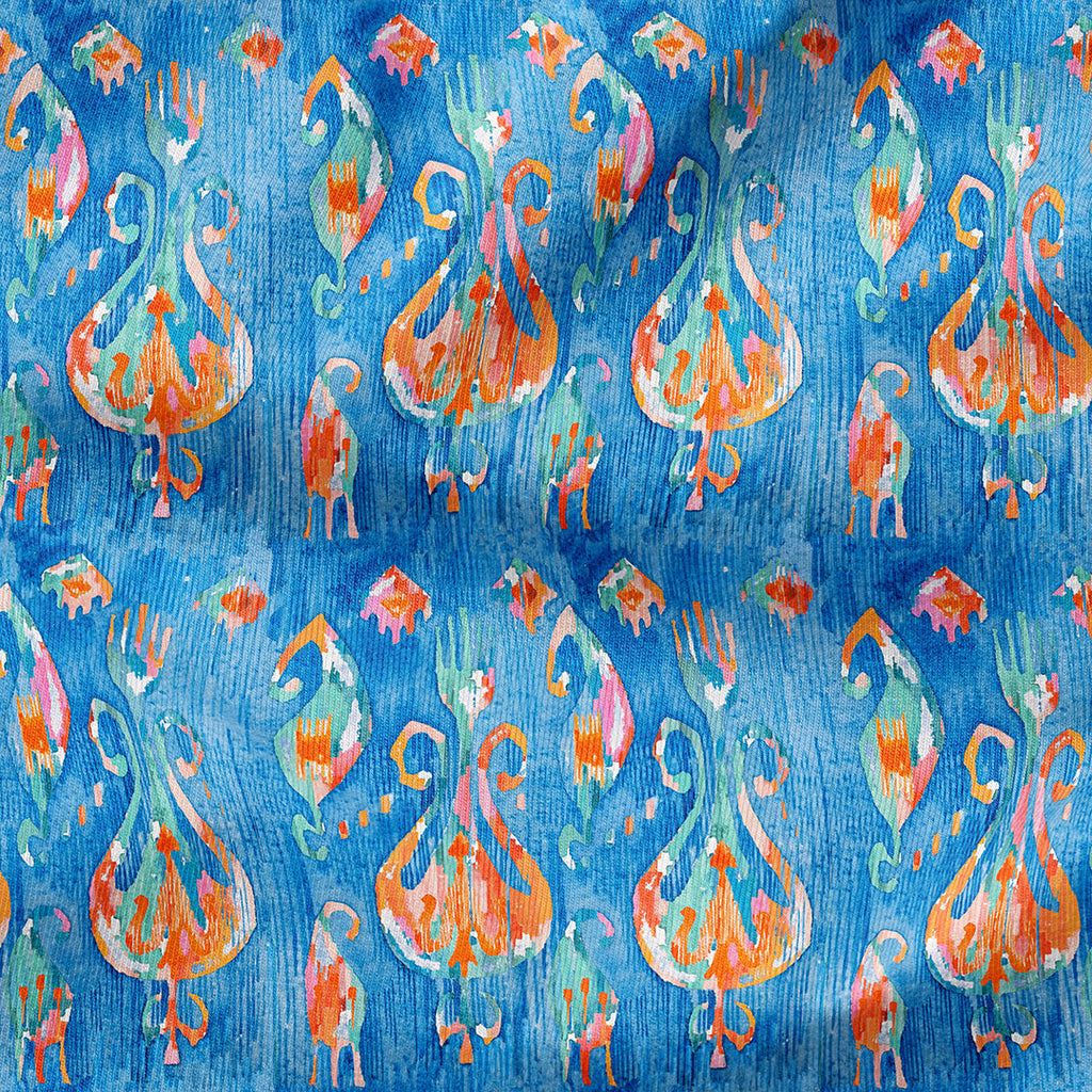 Electric Blue Ikat Fabric