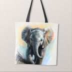 TOTE Elephant Pastel Sketch Fabric Bag Panel TP-162