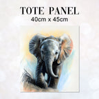 TOTE Elephant Pastel Sketch Fabric Bag Panel TP-162