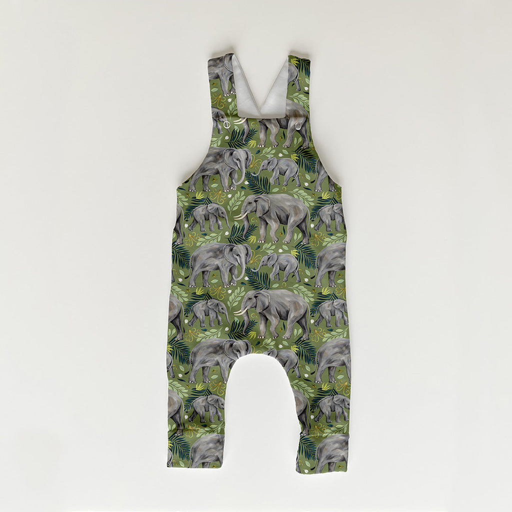 Elephants Green Fabric