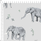 Elephants Grey Fabric
