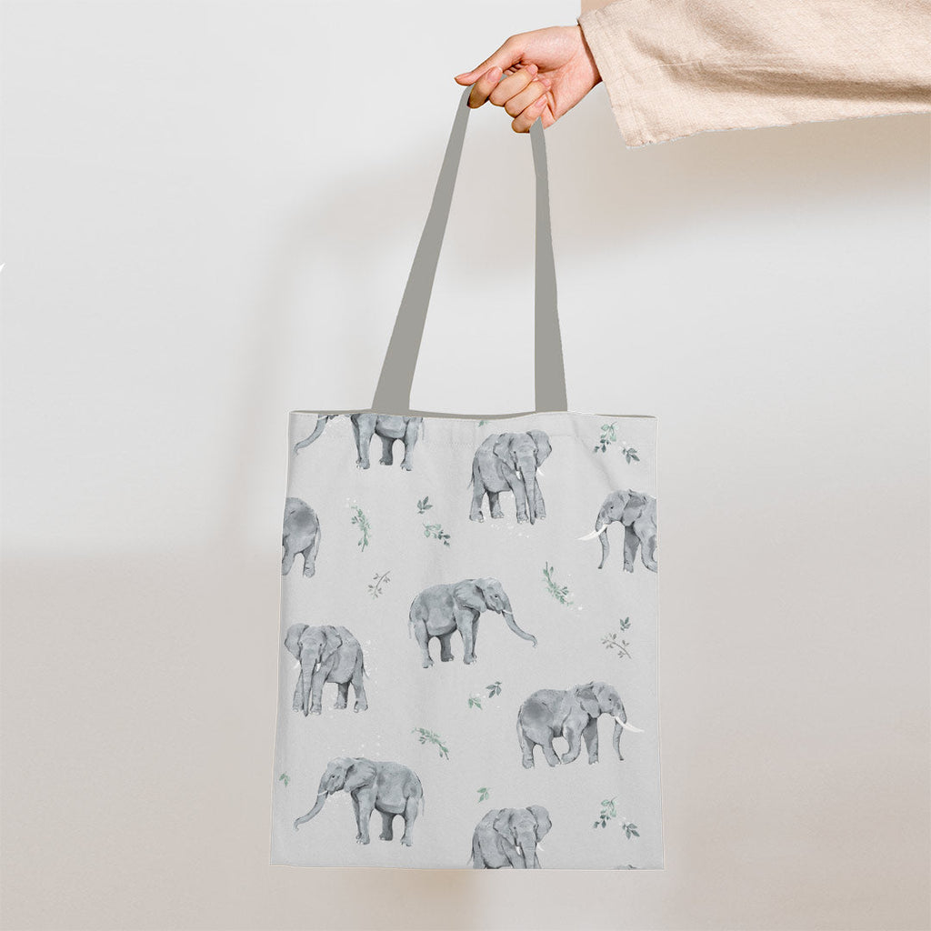 Elephants Grey Fabric