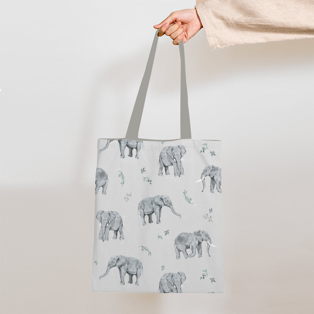 Elephants Grey Fabric