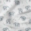 Elephants Grey Fabric
