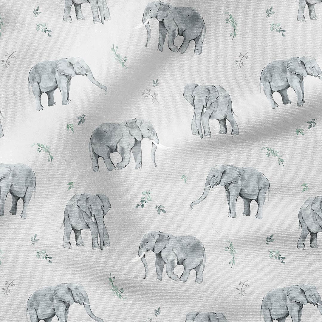 Elephants Grey Fabric