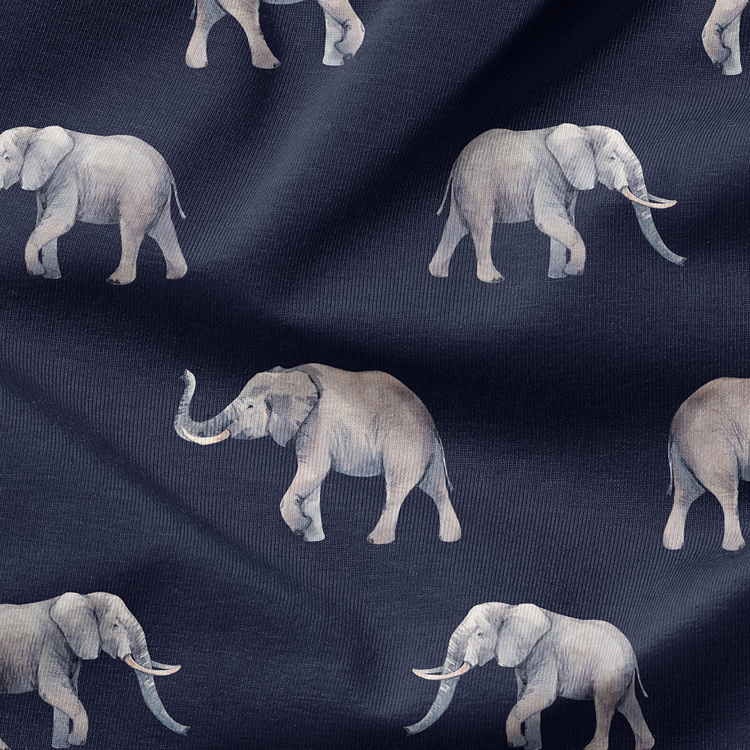 Elephants Navy Fabric