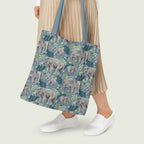 Elephants Teal Fabric