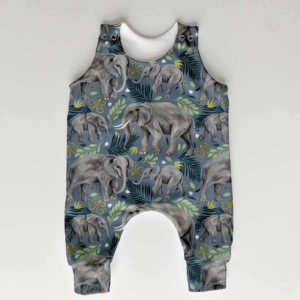 Elephants Teal Fabric