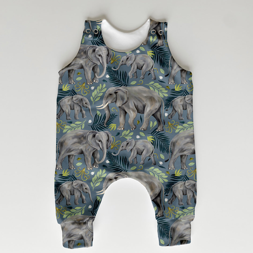 Elephants Teal Fabric