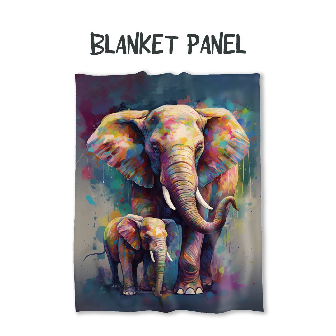 Elephants Fabric Blanket Panel BP-10