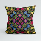 CUSHION Elizabethan Floral Black Fabric Panel CP-633