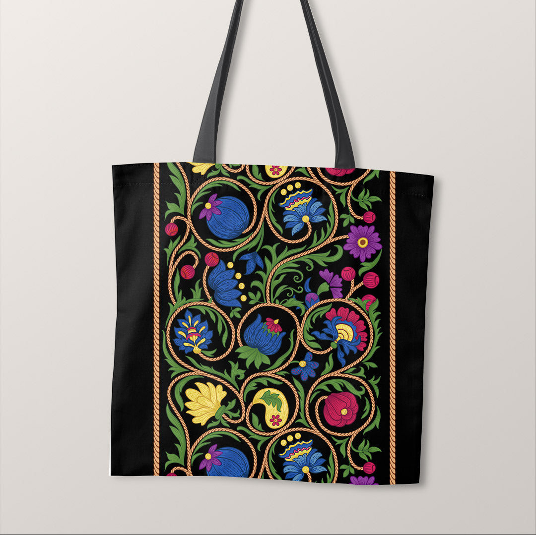 TOTE Elizabethan Floral Black Fabric Bag Panel TP-759